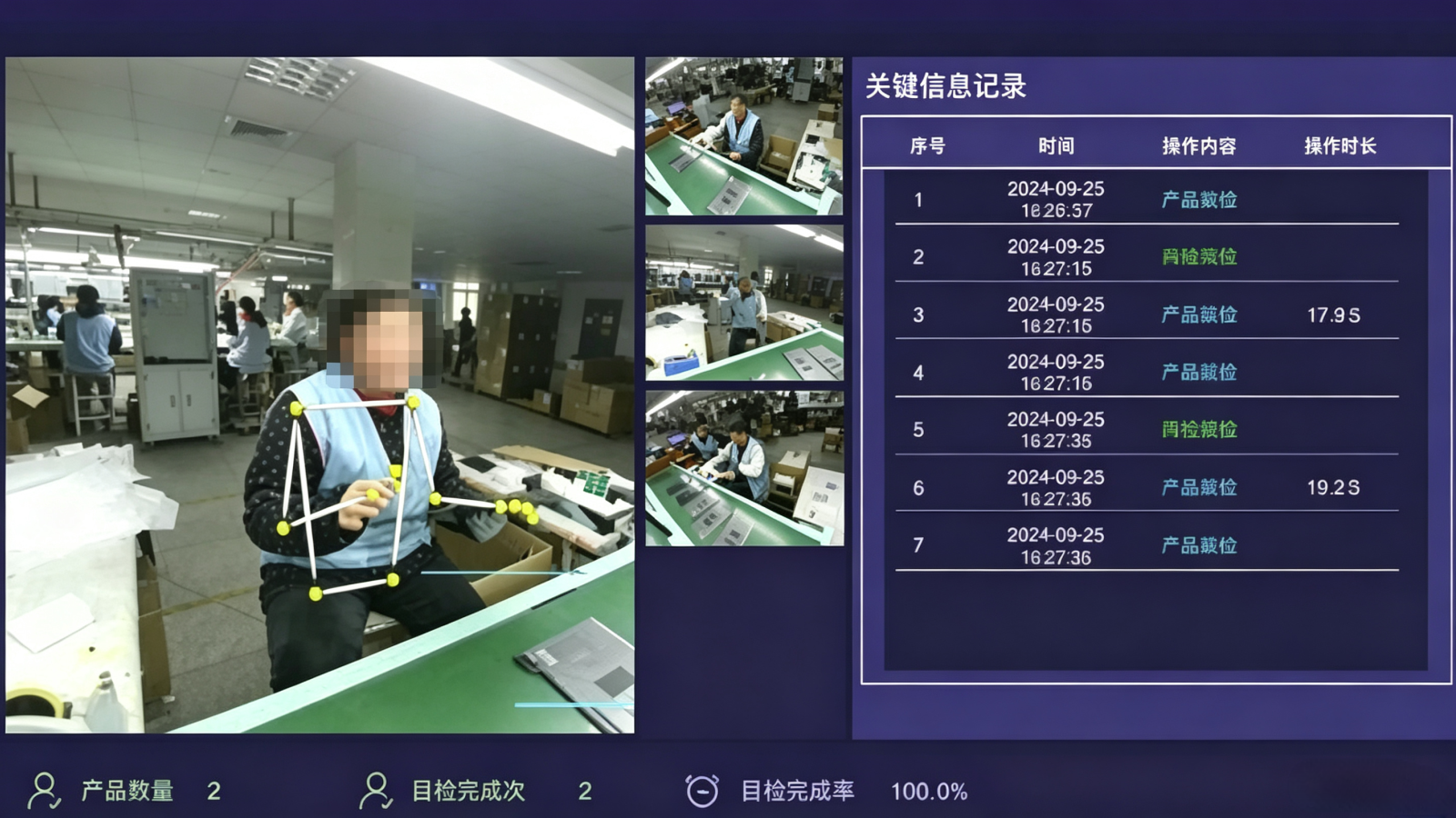 鸿瞳视觉工业SOP智能分析系统